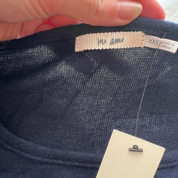 Francesca’s Maggie Lace Border Top Navy Size XXS - Picture 4 of 9